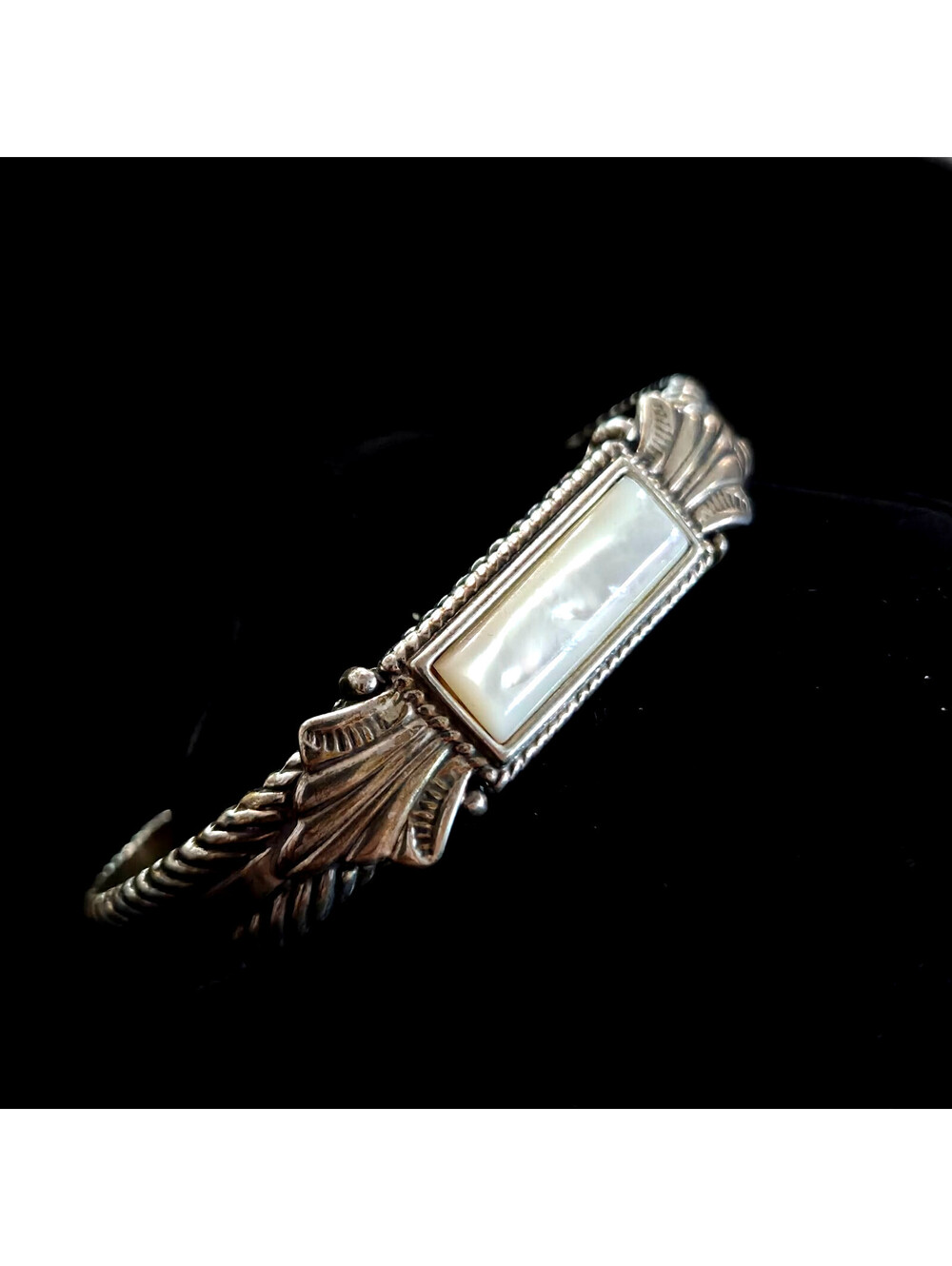 Carolyn Pollack Relios 925 Sterling Silver Mother of Pearl Cuff Bracelet QVC VTG